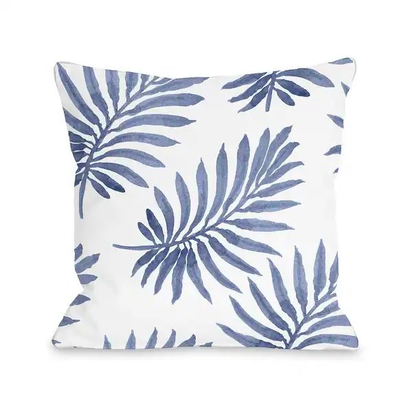 Vibrant Palm - Navy Throw Pillow - Overstock - 31286155 | Bed Bath & Beyond