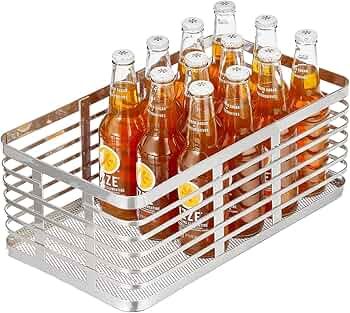 mDesign Modern Decor Wide Metal Wire Food Organizer Storage Bin Basket for Kitchen Cabinets, Pant... | Amazon (US)