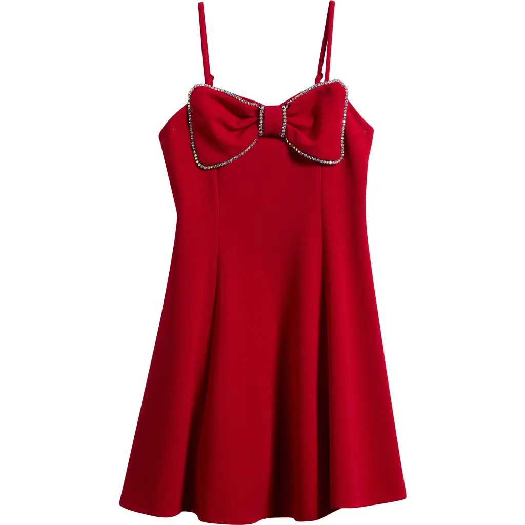 LOVE, NICKIE LEW Rhinestone Bow Front Party Dress in Red at Nordstrom, Size 16 | Nordstrom