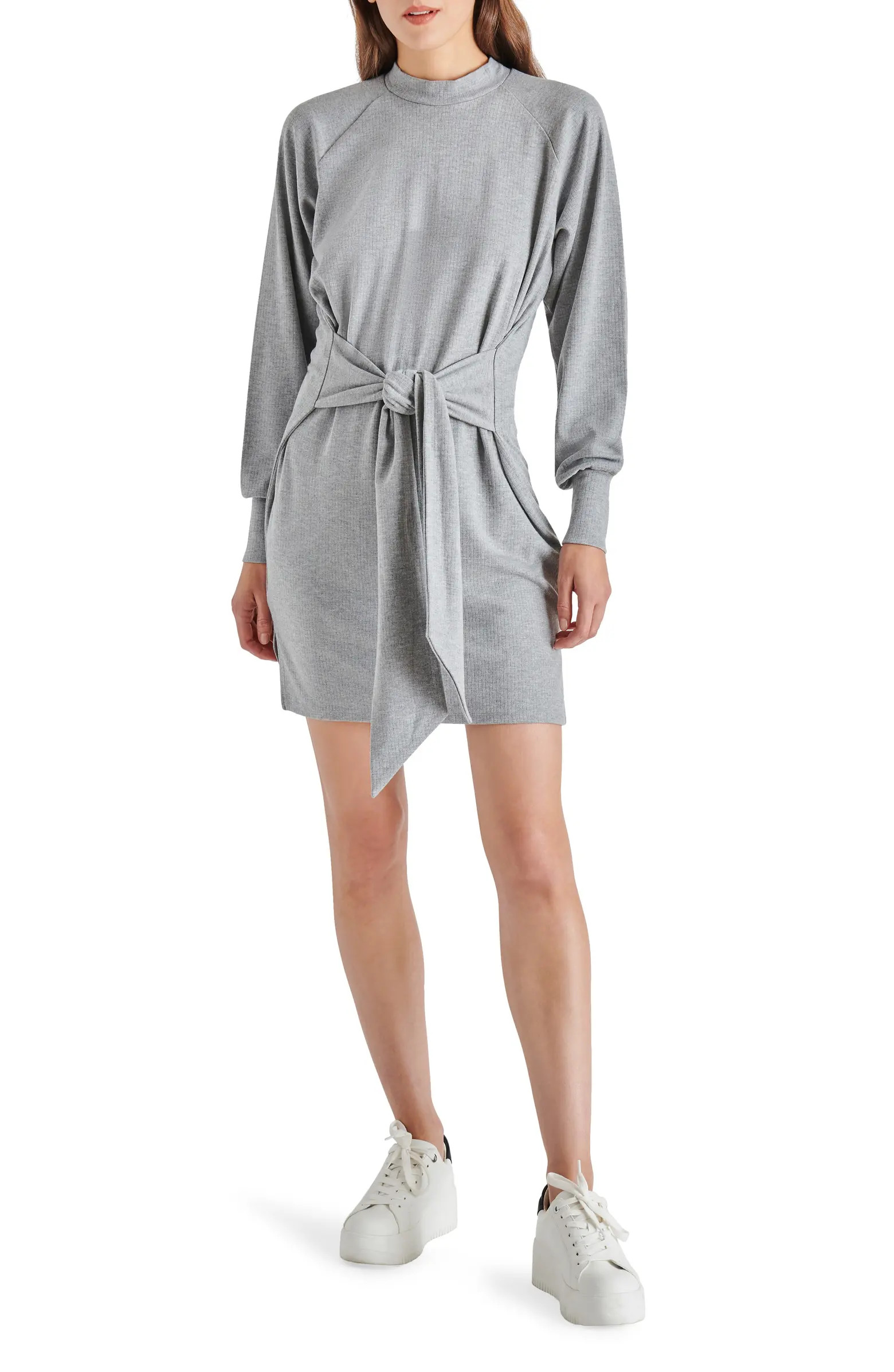 Steve Madden Long Sleeve Tie Waist Ribbed Dress | Nordstromrack | Nordstrom Rack