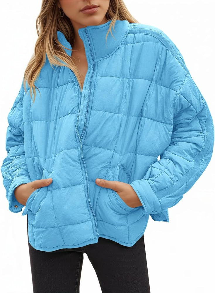 GeGekoko Women's Lightweight Oversized Long Sleeve Zip Water Resistant Packable Puffer Jacket War... | Amazon (US)