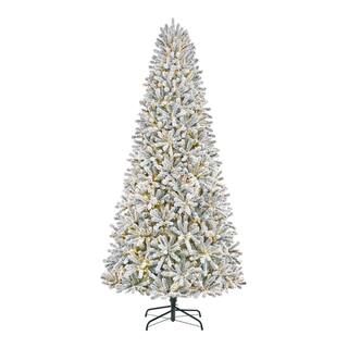 9FT Flocked Fraser Fir LED Pre-Lit Artificial Christmas Tree With 3000 Color Changing Lights and ... | The Home Depot