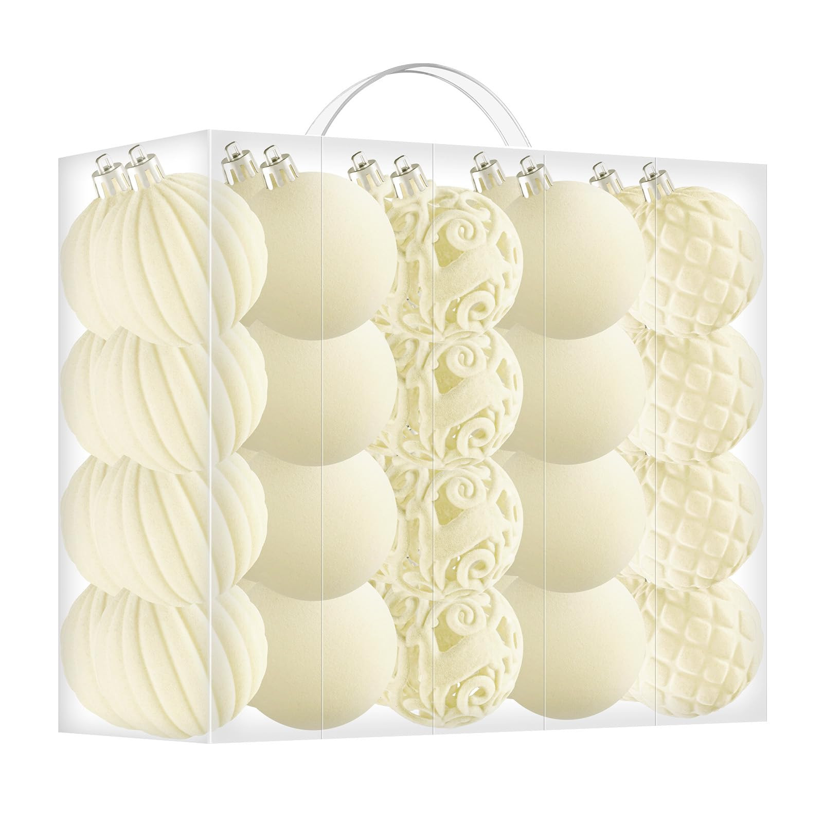 40 PCS Cream Yellow Velvet Ornaments for Christmas Tree, Shatterproof Flocked Decorative Hanging ... | Amazon (US)