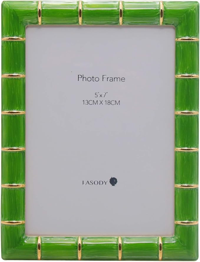 LASODY 5x7 Gold Metal Bamboo Design Picture Frame Green Photo Frame Tabletop Picture Frame | Amazon (US)