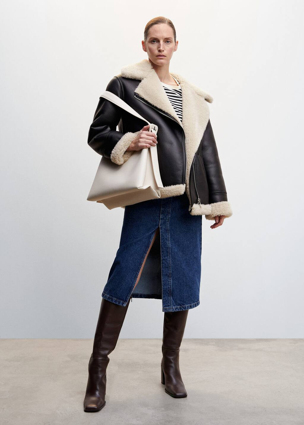 Faux shearling-lined jacket | MANGO (US)