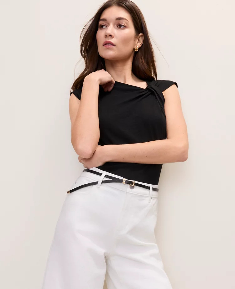 Weekend Asymmetric Twist Shoulder Top | Ann Taylor