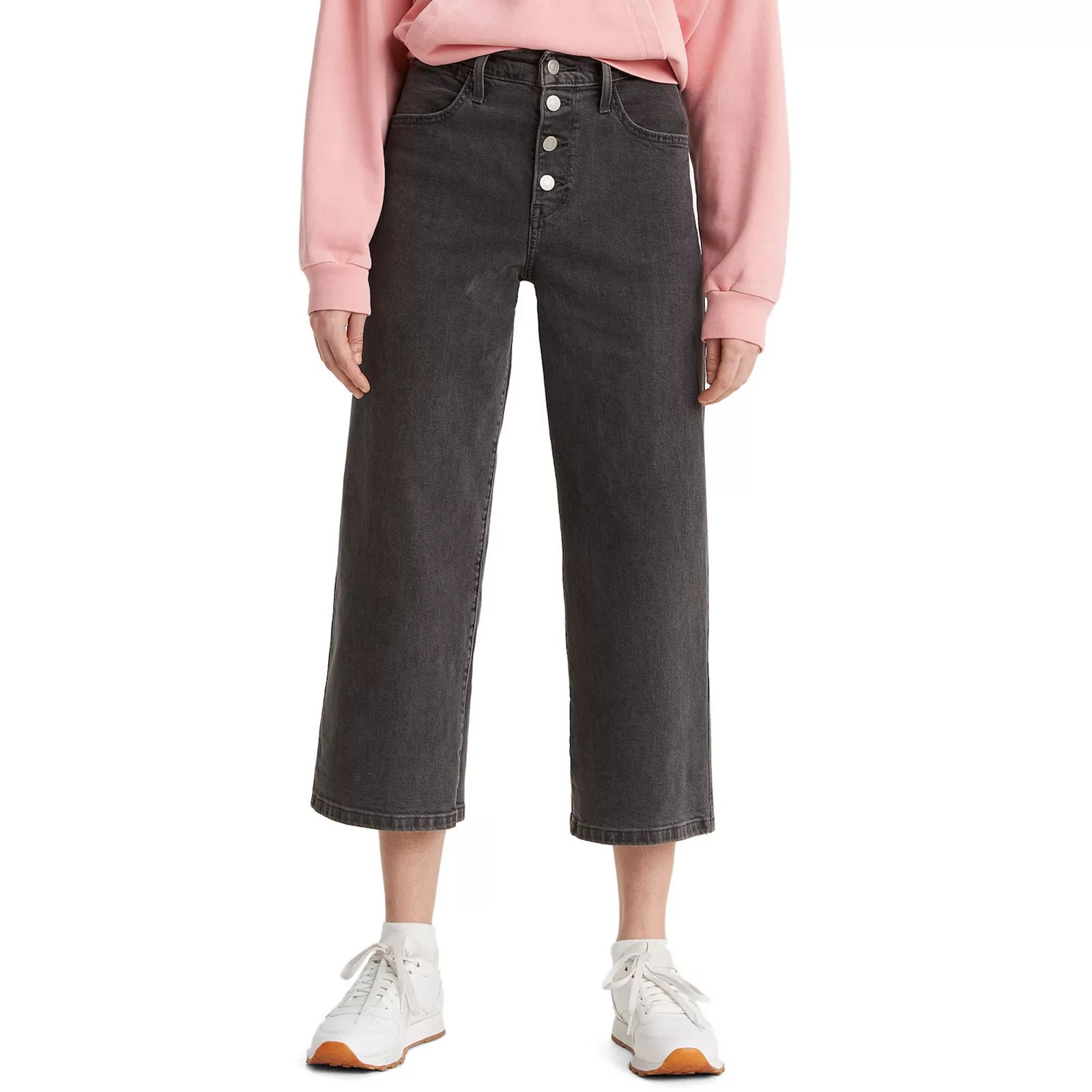 Women's Levi's Mile High Wide-Leg Crop Jeans, Size: 24(US 00)Medium, Black | Kohl's