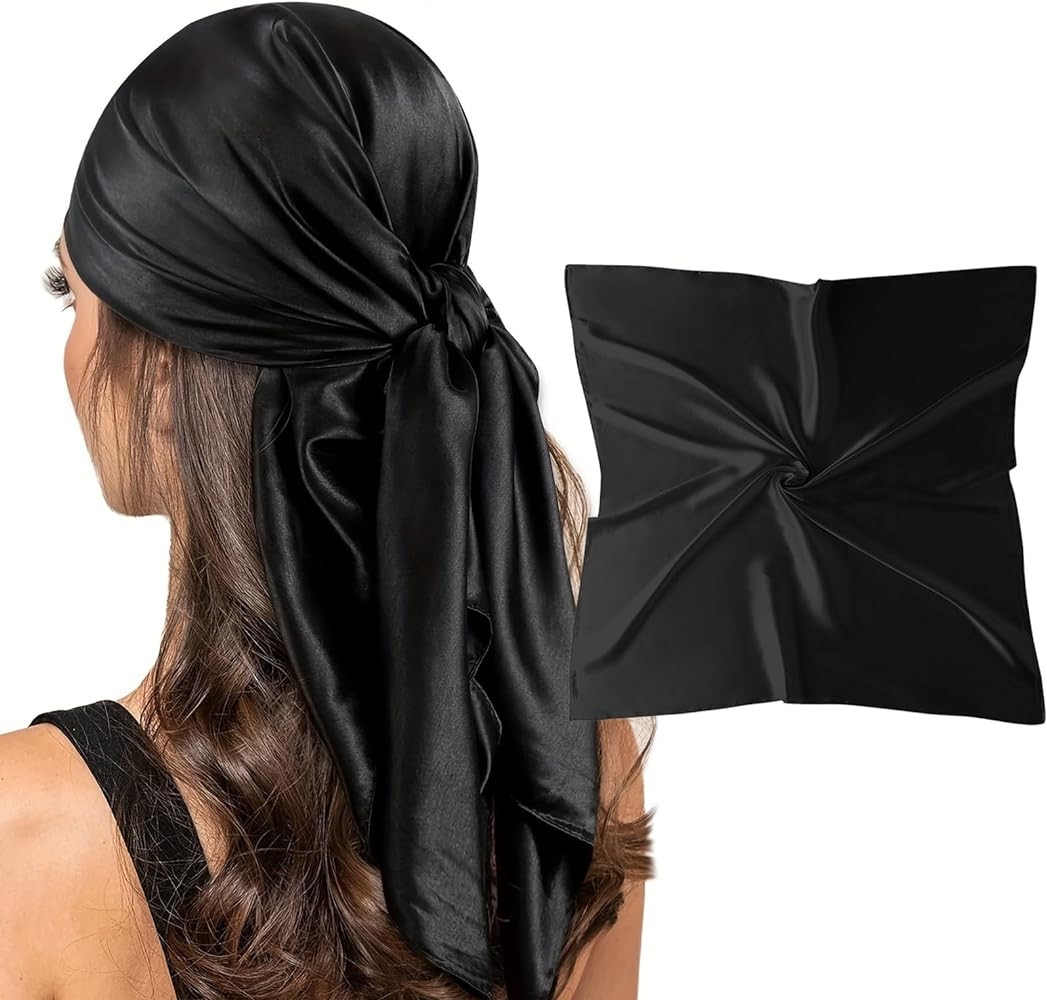 vimate 35" Square Silk Like Head Scarf - Women's Fashion Satin Scarf Bandana for Hair Wrapping at... | Amazon (US)