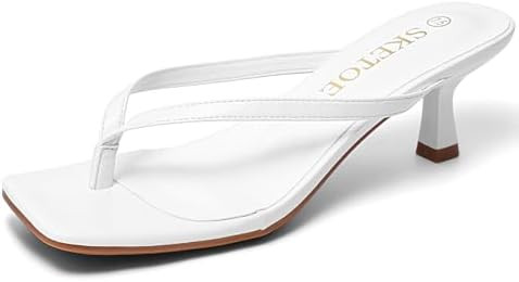 Kitten Heels for Women Square Toe Sandals Flip Flop Heels Thong Sandals Comfortable Summer 2 Inch... | Amazon (US)