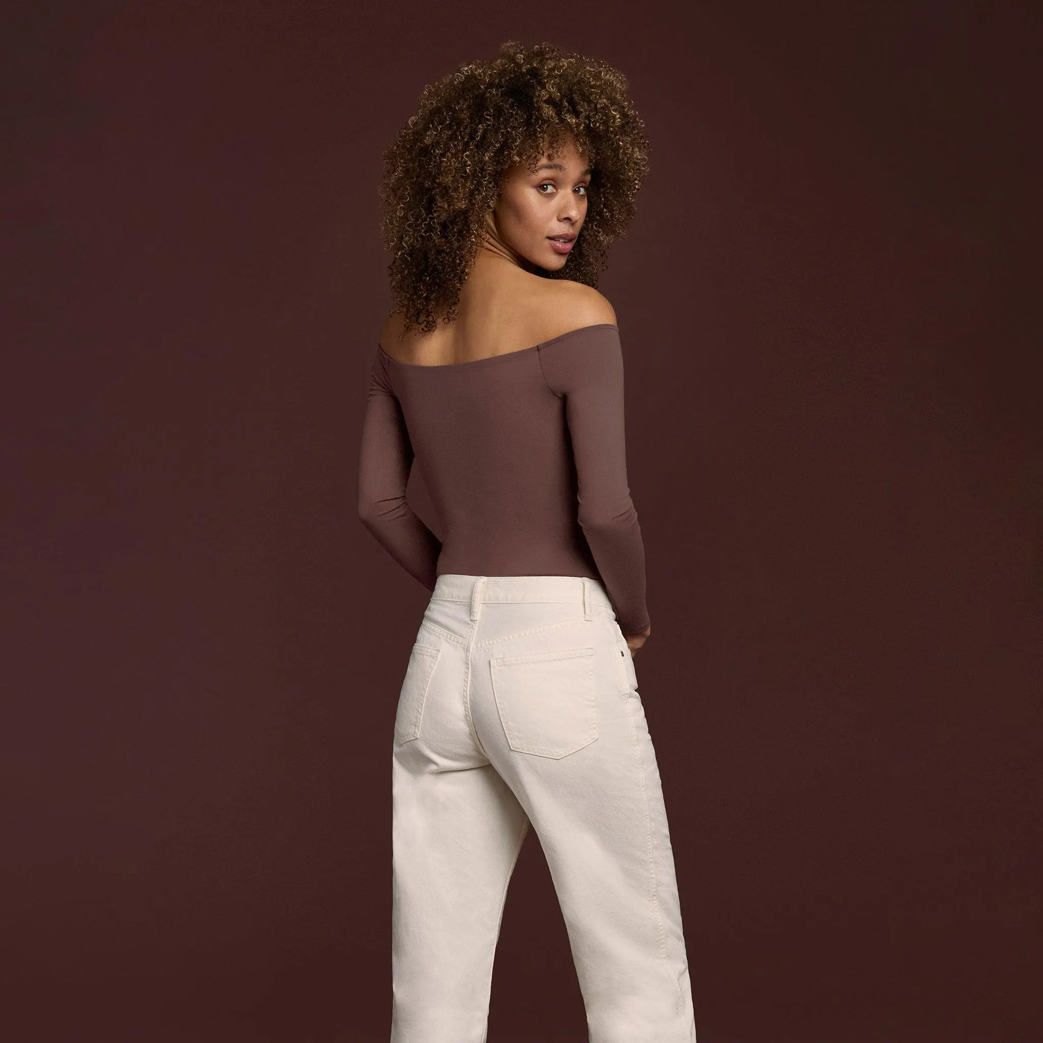 Off The Shoulder Bodysuit | Coffee - nuuds | nuuds