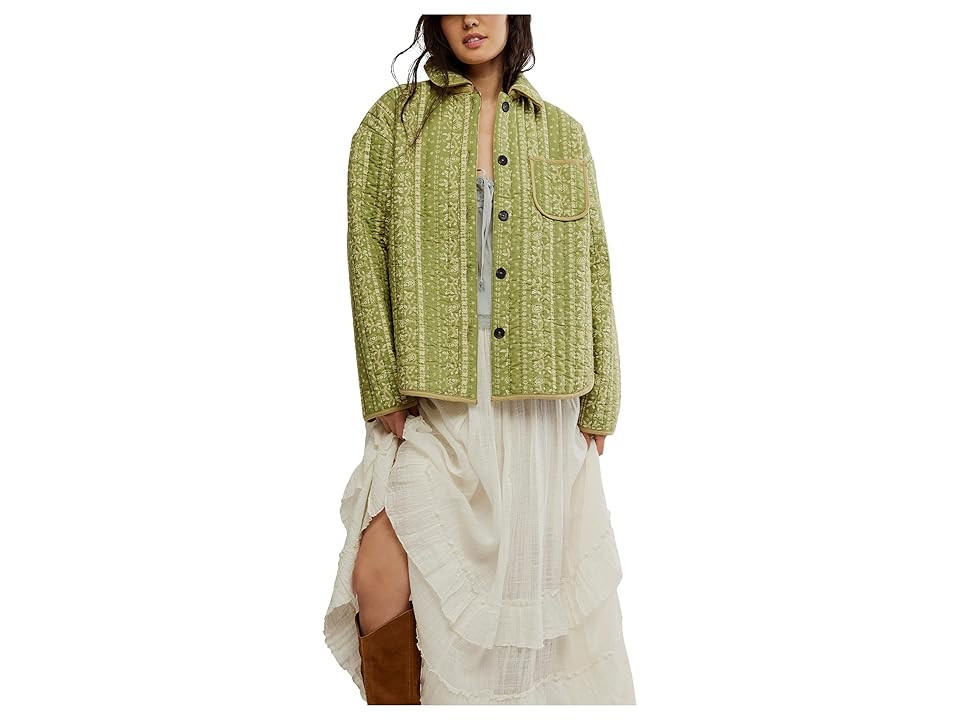Free People Alexie Jacket Women's Coat Olive : LG (Women's 12-14), Cotton | Zappos