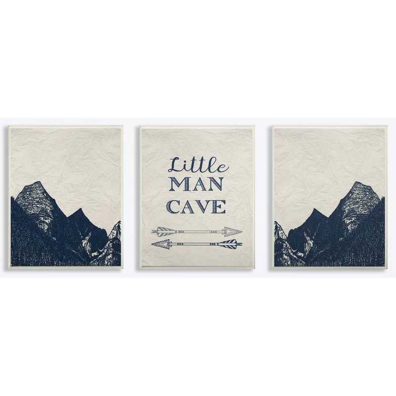 3pc 10"x0.5"x15" Little Man Cave Arrows and Mountains Wall Plaque Art Set - Stupell Industries | Target