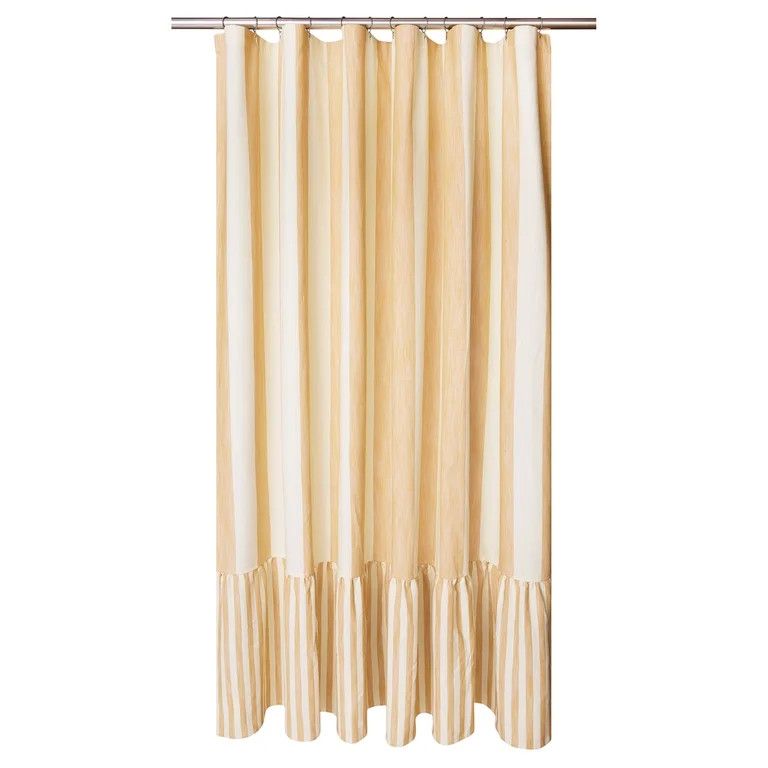 Beautiful Amber Yellow Mix & Match Stripe Shower Curtain by Drew Barrymore, Cotton & Polyester, 7... | Walmart (US)