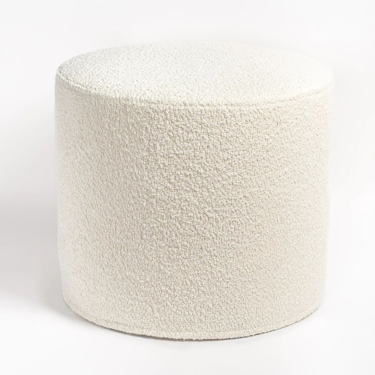 Cambie Boucle 18x16 Round Ottoman, Chalk | Tonic Living