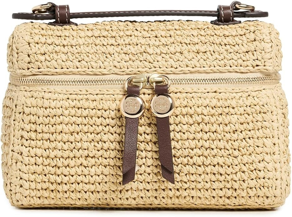 Tory Burch Women's Romy Straw Slim Top Handle Bag | Amazon (US)