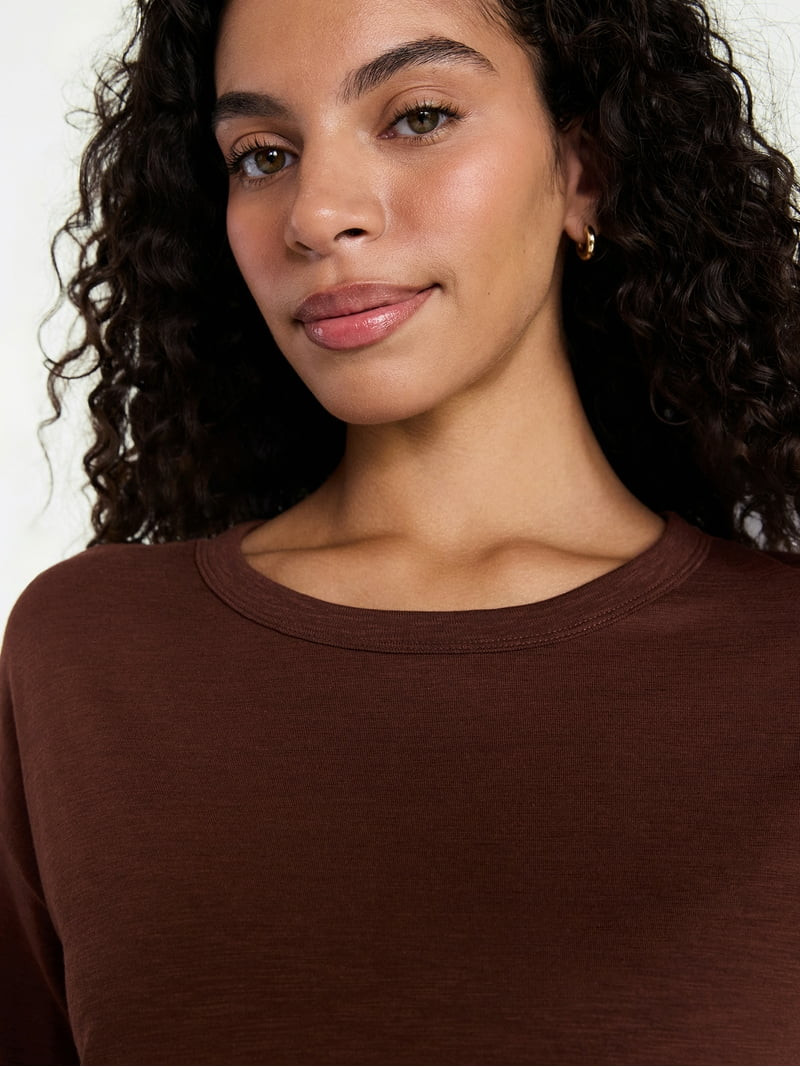 Time and Tru Women's Boxy Slub Tee with Short Sleeves, Sizes XS-XXXL | Walmart (US)