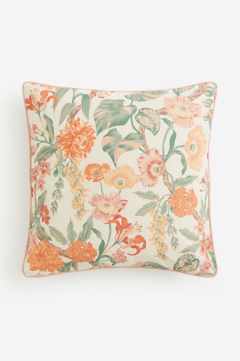 Patterned Cushion Cover - Powder pink/floral - Home All | H&M US | H&M (US + CA)