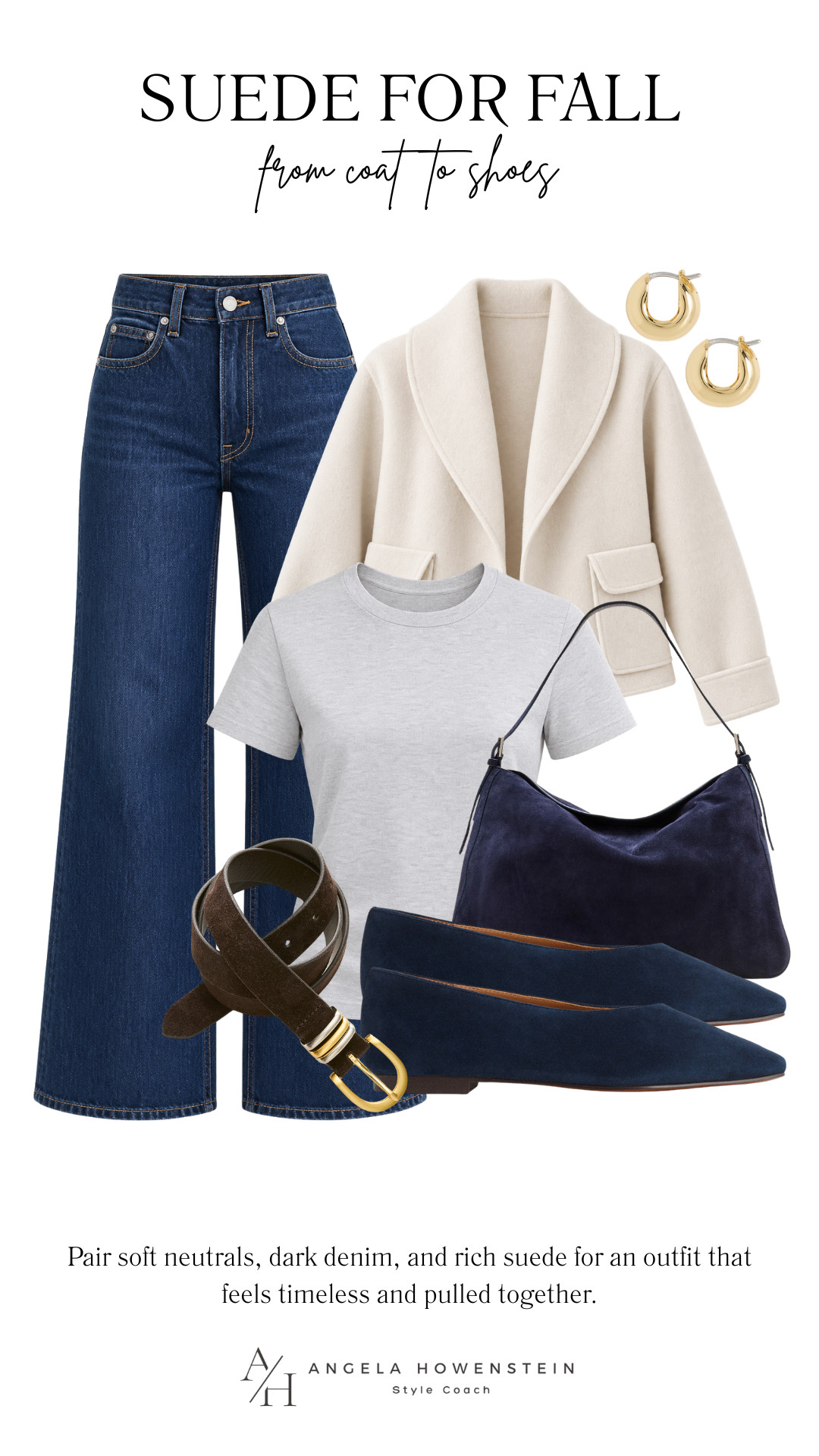 Suede is one of my favorite ways to bring a little fall texture into a classic outfit!

Pair dark-wash jeans with a soft ivory jacket, a simple tee, and navy suede flats for an effortlessly polished look. These are the kinds of versatile pieces you’ll wear again and again.

👩‍💻 LTK PRO TIPS
❤️ Heart = Support my posts ;-)
🔖 Save = Get sale & restock alerts for the things you love!
📋 Lists = Keep favorites organized (List ideas: Christmas, Birthdays, and Vacations!)
📲 Share = Send lists and products to a friend (or your daughters like me).
💬 Comment = Ask me anything, and I’ll answer. ;-) 

 #LTKootd #LTKSeasonal #LTKOver40