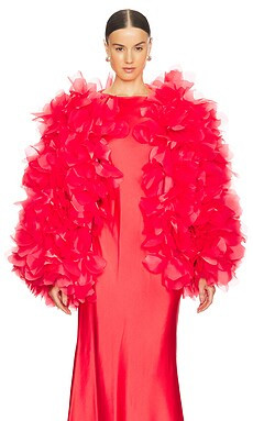 SELEZZA LONDON Lucia Flower Bomber in Candy Red from Revolve.com | Revolve Clothing (Global)