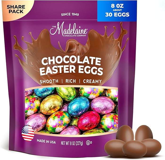 Madelaine Chocolate Easter Eggs – Solid Milk Chocolate Candy - 30 Individually Wrapped Mini Egg... | Amazon (US)