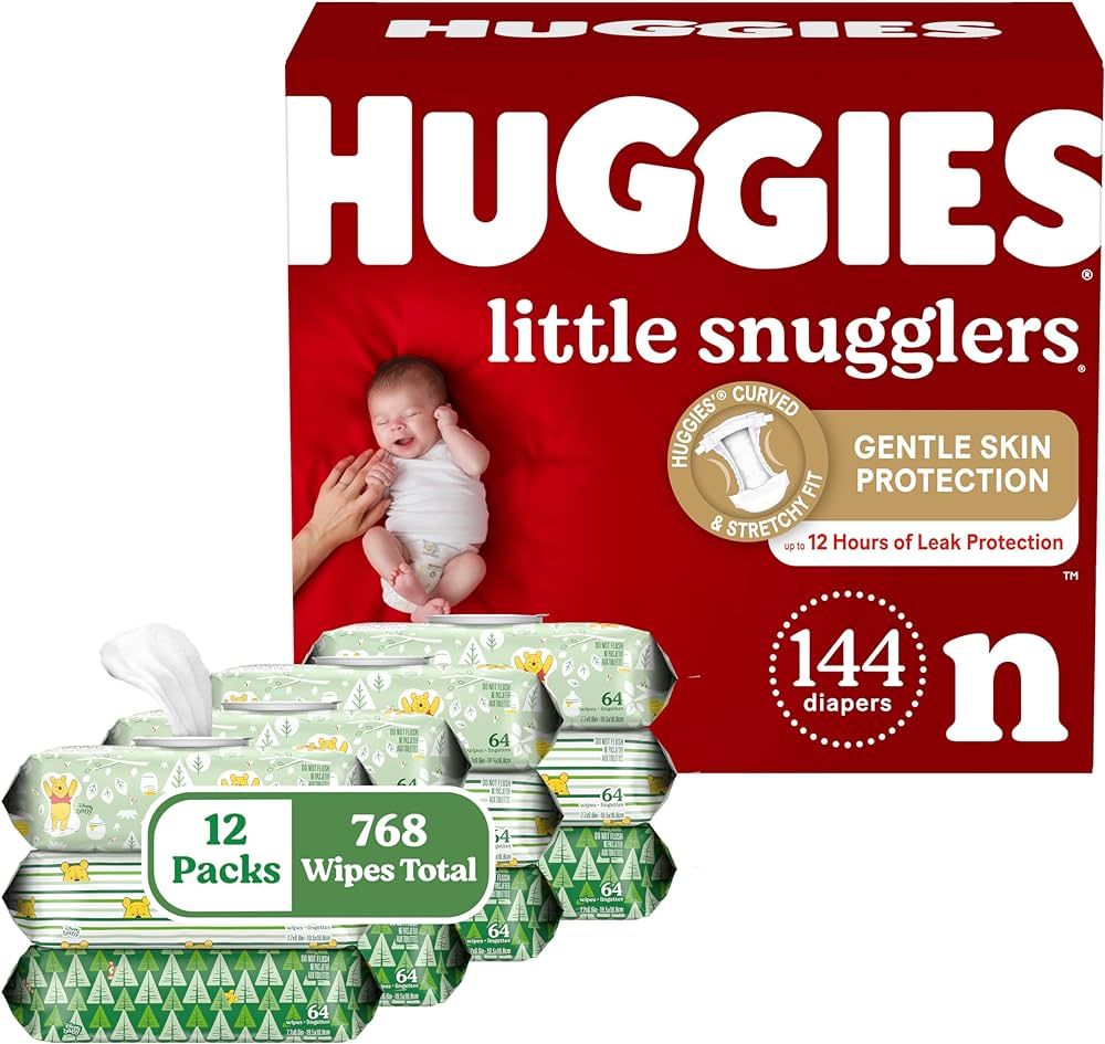 Huggies Little Snugglers Newborn Diapers & Wipes Bundle: Huggies Little Snugglers Newborn Baby Di... | Amazon (US)