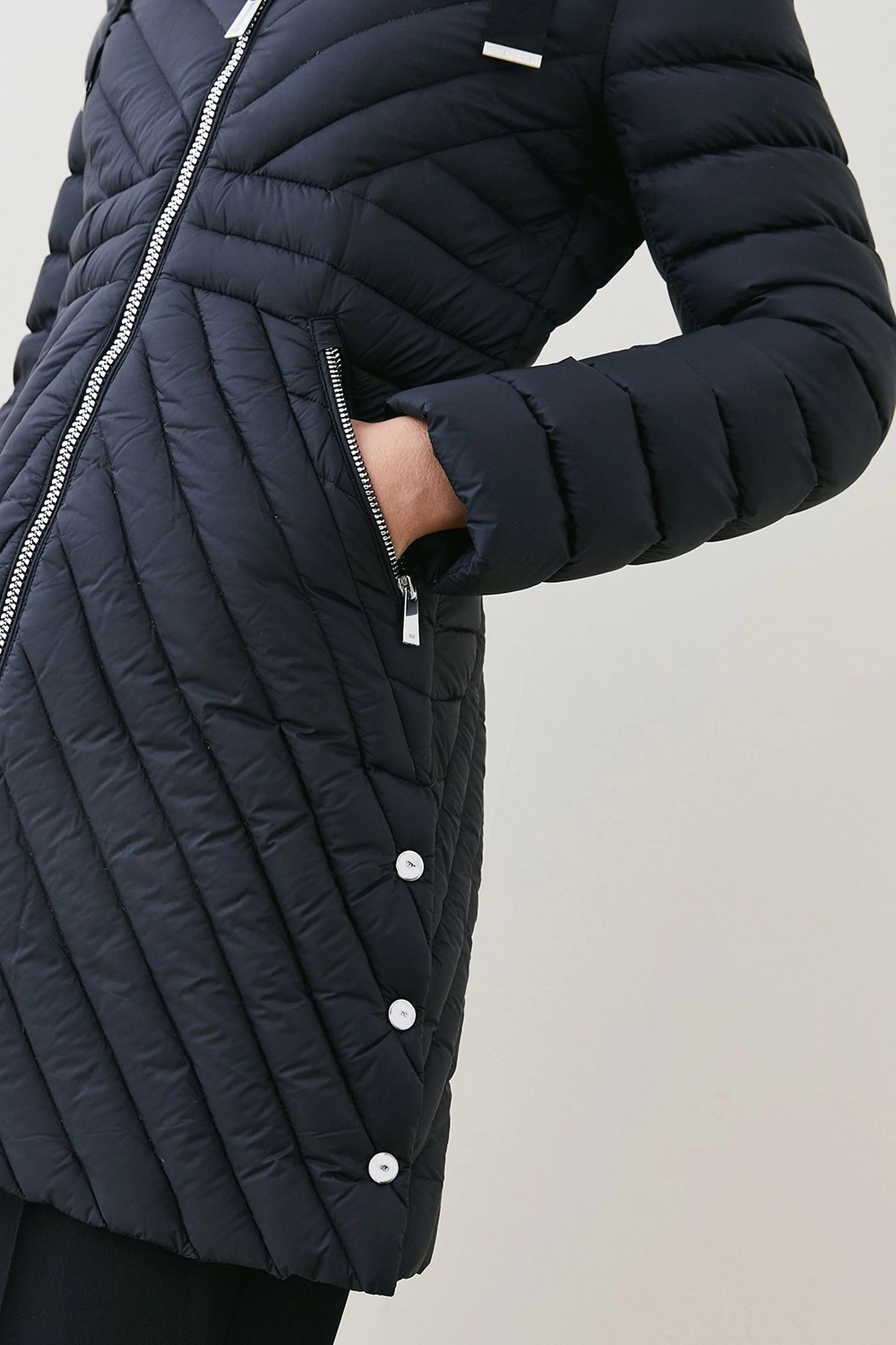 Down Filled Puffer Packable Midi Coat | Karen Millen UK + IE + DE + NL