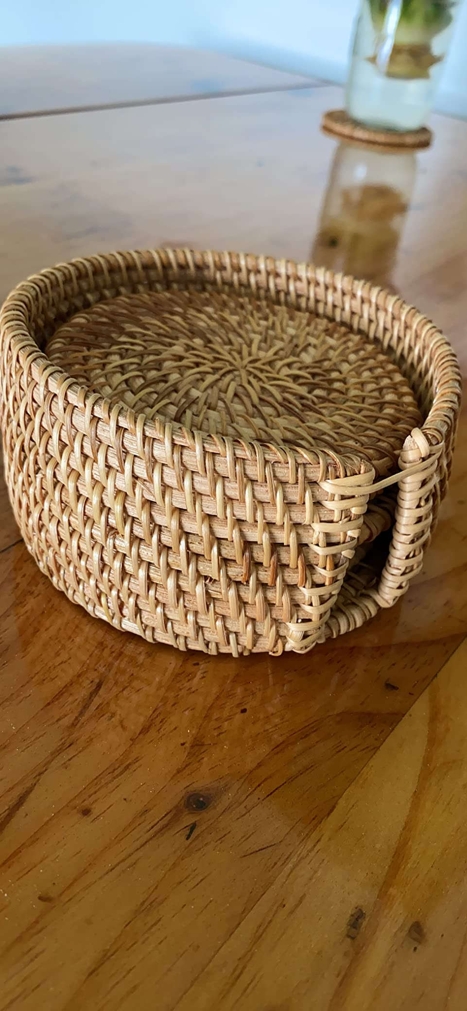 Eneocare Handmade Natural Rattan Coasters for Drinks, Wicker Boho Coasters, Woven Coasters for Dr... | Amazon (US)