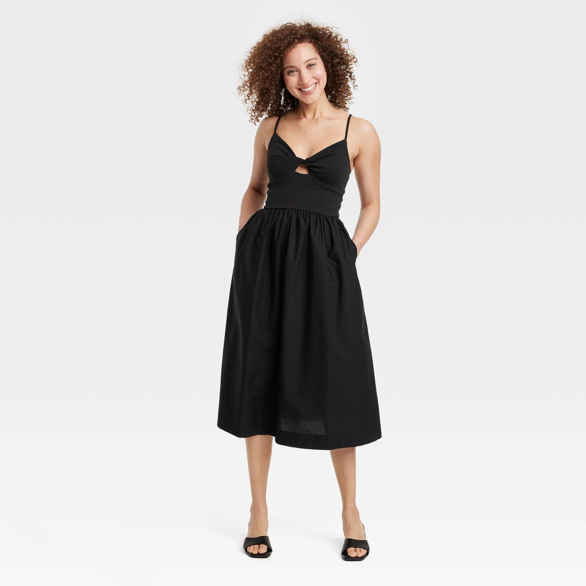 Women's Knit Ballet Midi Sundress - A New Day™ Black S | Target