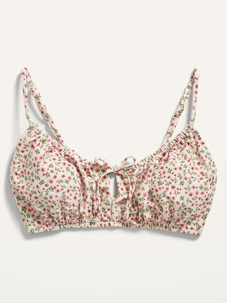 Gathered Keyhole-Front Bikini Swim Top for Women | Old Navy (US)