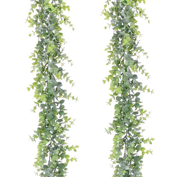 Artificial Vines Faux Eucalyptus Garland, 2 Pack Fake Eucalyptus Greenery Garland Wedding Backdro... | Walmart (US)