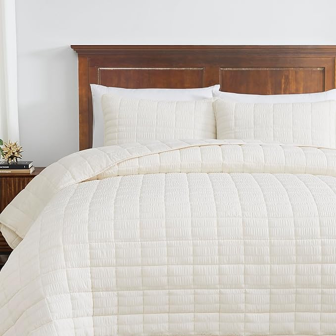 Ivory Quilt Set Queen Size with Pillow Sham, Cream Soft Microfiber Lightweight Bedding Bedspread ... | Amazon (US)