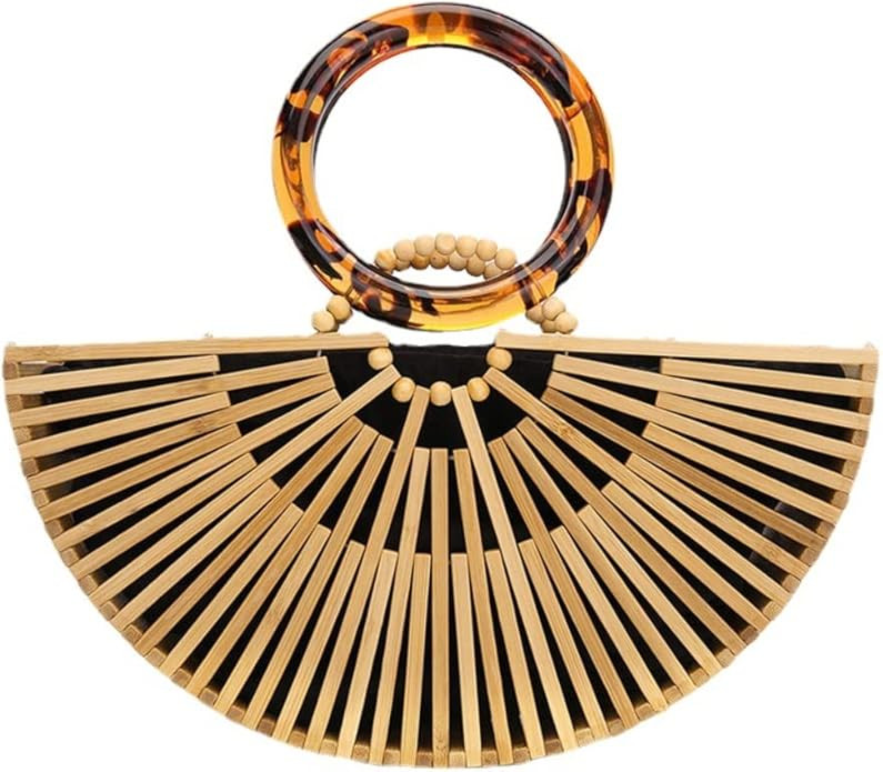 VAKAER Women Bamboo Purse Summer Beach Tote Bags Handmade Handbag with Inner bag | Amazon (US)