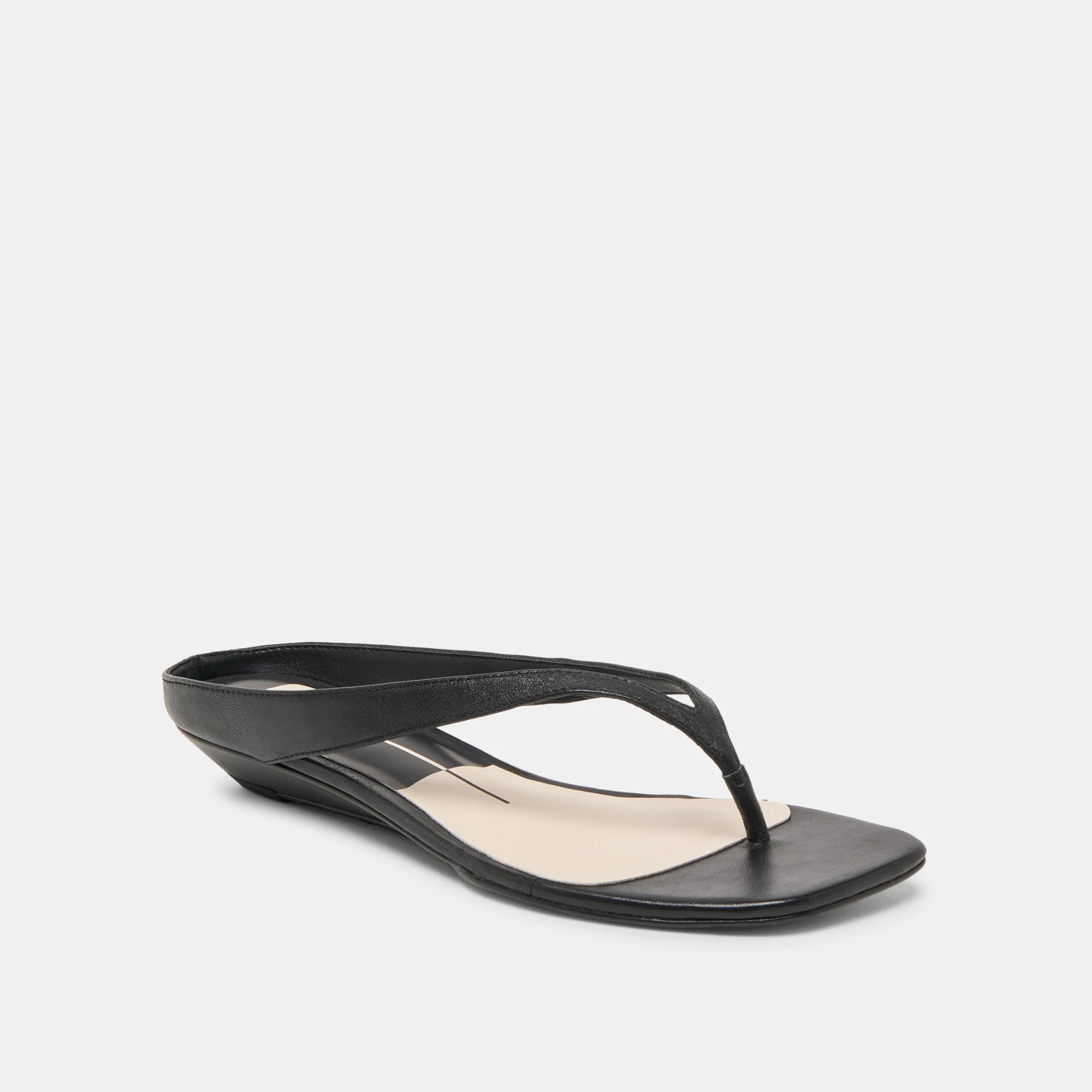 GIZEL Black Leather Thong Square-Toe Sandals | Dolce Vita | DolceVita.com