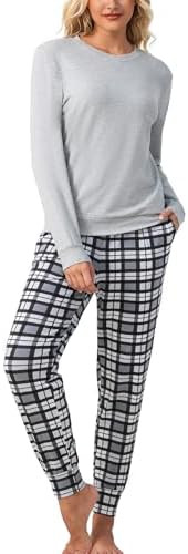 ENJOYNIGHT Womens Pajamas Set Long Sleeve Loungewear 2 Piece Pjs Sets with Pockets | Amazon (US)