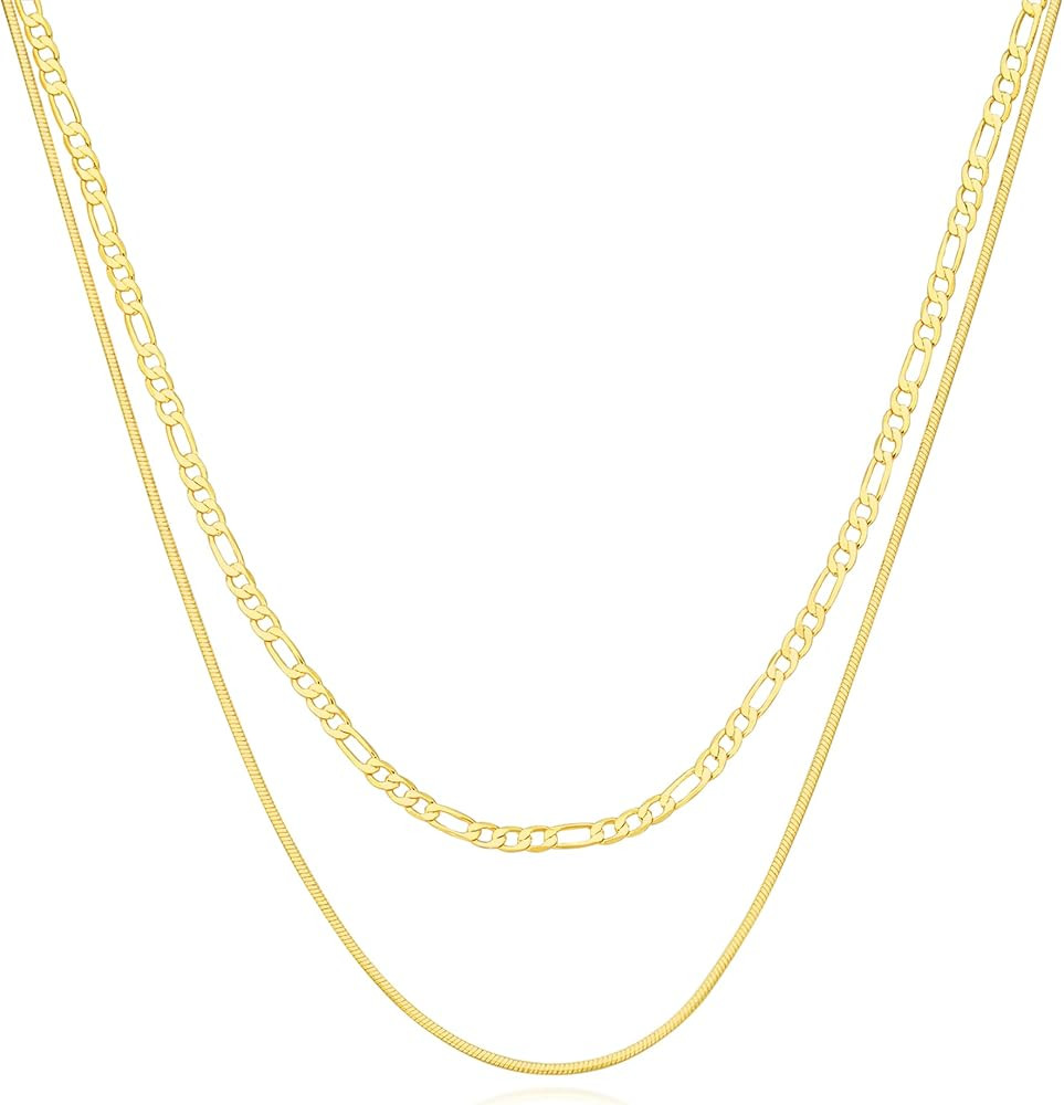 Rebinra Layered Necklaces for Women, Stackable Dainty Gold Necklaces for Women Trendy Snake Chain... | Amazon (US)