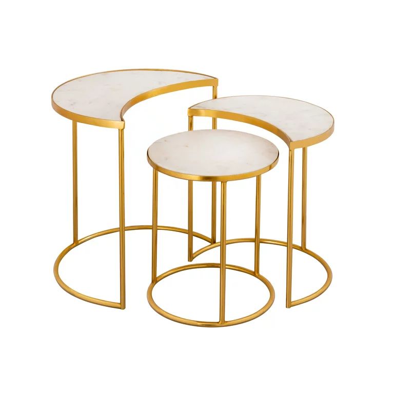 TOV Furniture Crescent White Marble Nesting Table Set with Gold Base by Inspire Me! Home Décor | Walmart (US)
