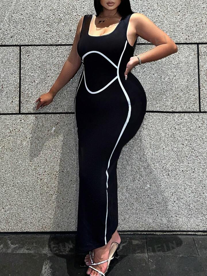 SHEIN Slayr Plus Size Women's Fashionable Color Block Sleeveless Vest Dress | SHEIN USA | SHEIN