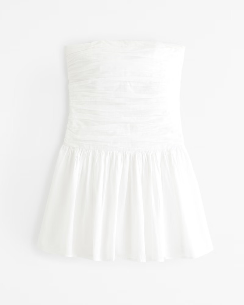 Abercrombie & Fitch Women's The A&F Emerson Drop-Waist Mini Dress in White - Size XL PETITE | Abercrombie & Fitch (US)