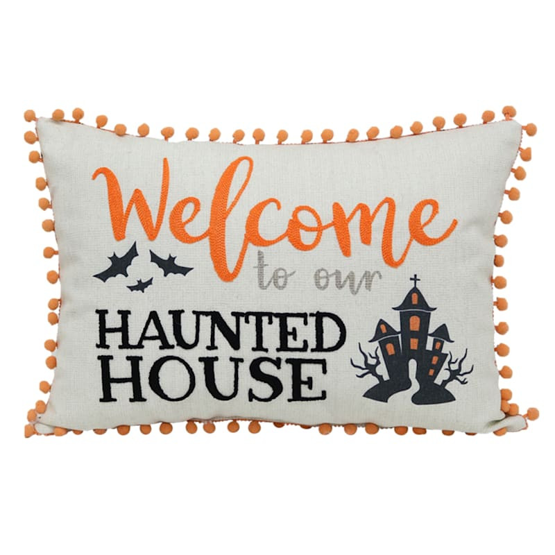 Welcome Haunted House Halloween Throw Pillow, 14x20 | At Home