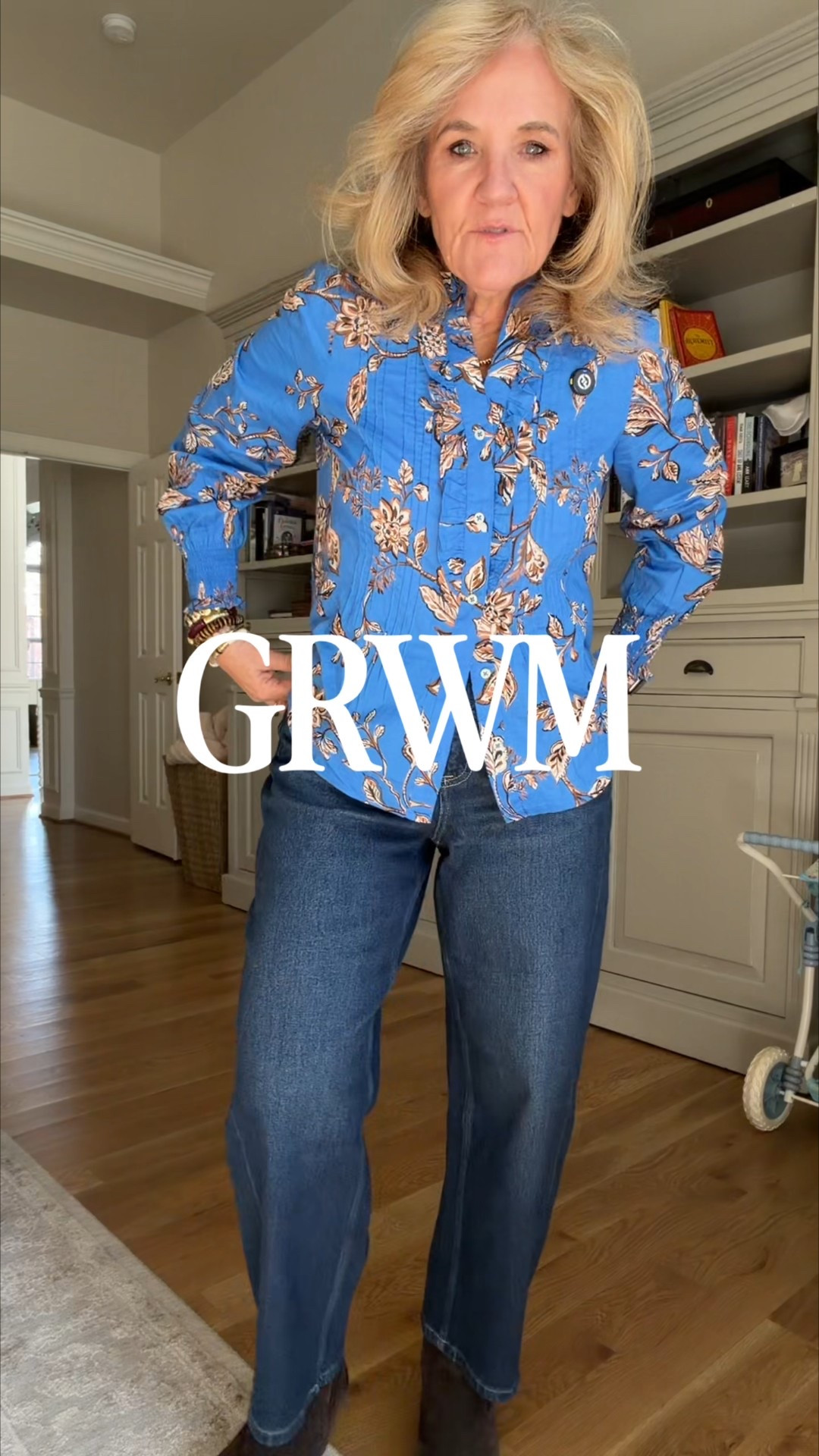 @spanx barrel jeans size medium petite 
Blouse I’ll link similar 
Sweater sized down to a small 
Boots size up 1/2 
Bag is restocked! 
Allie & Bess 20% off code NANETTE20


#LTKOver40 #LTKPetite #LTKootd