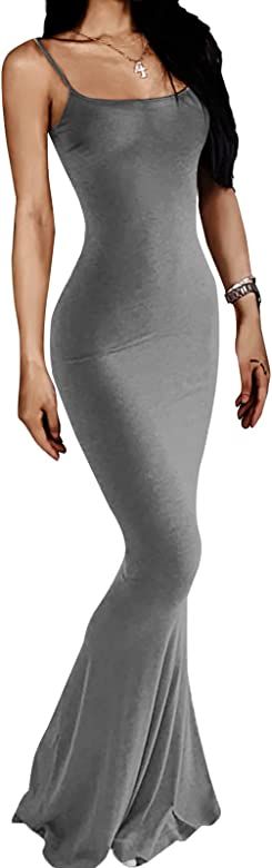 AnotherChill Women's Casual Lounge Slip Long Dress Sexy Sleeveless Backless Bodycon Maxi Dresses ... | Amazon (US)