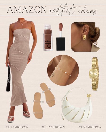 Amazon Outfit Idea 🤍

Affordable summer outfit / look for less / gold watch / strapless dress / bump friendly 

#LTKStyleTip #LTKItBag #LTKFindsUnder50