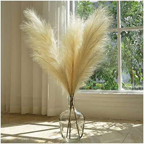 MDODM 3Pcs 43Inch Faux Pampas Grass, Extra Fluffy and Non-Shedding, Tall Artificial Fake Flower, ... | Amazon (US)