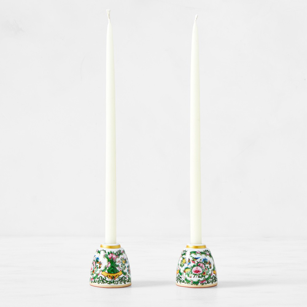 Famille Rose Tiny Taper Holders, Set of 2 | Williams-Sonoma