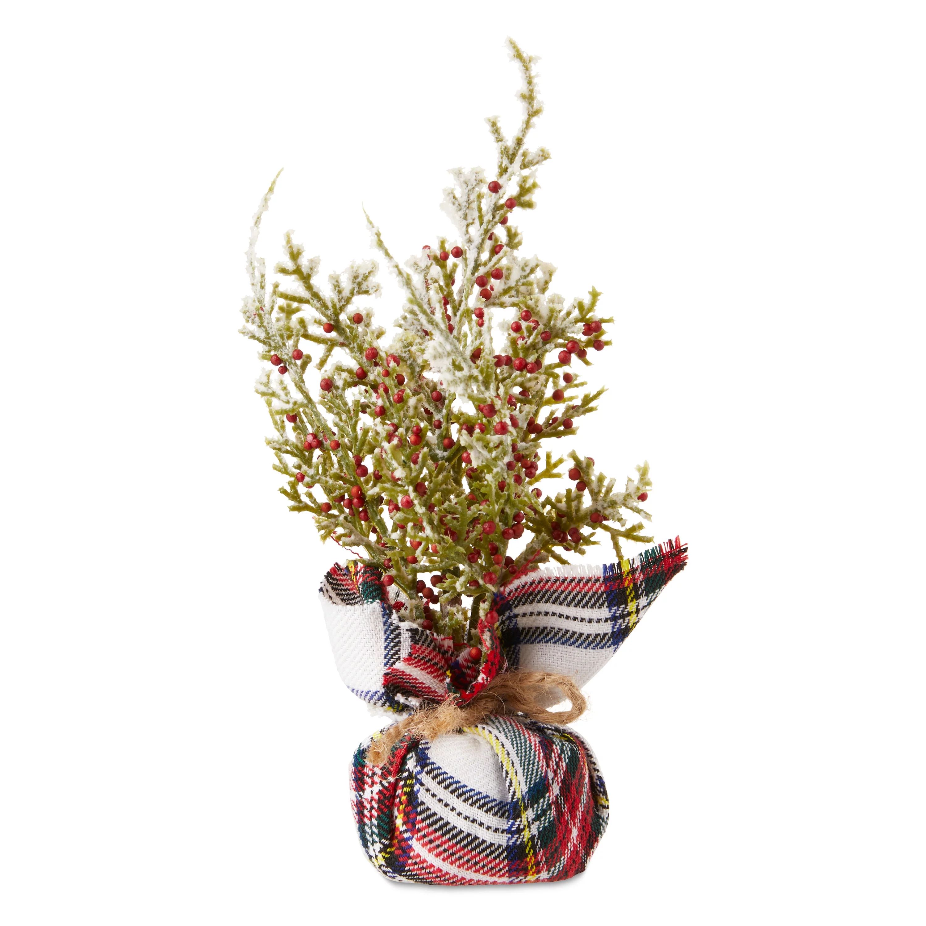 White Plaid Mini Christmas Tree, 7 in, by Holiday Time | Walmart (US)
