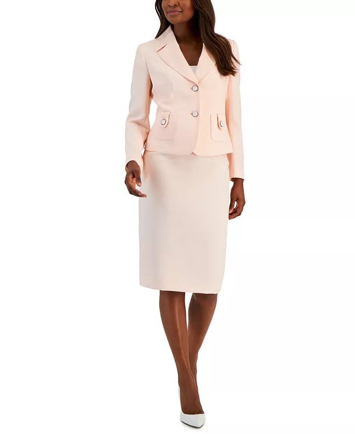 Women's Textured Two-Button Slim Skirt Suit, Regular and Petite Sizes | Macys (US)