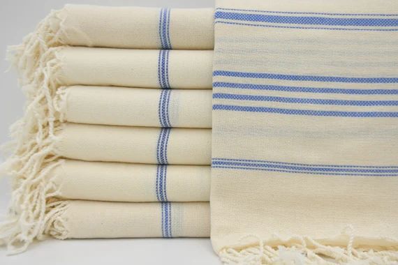 Cream Towel,Blue Striped Towel,Beach Towel,Turkey Towel,Pool Towel,Turkish Towel,Peshtemal Towel,... | Etsy (US)