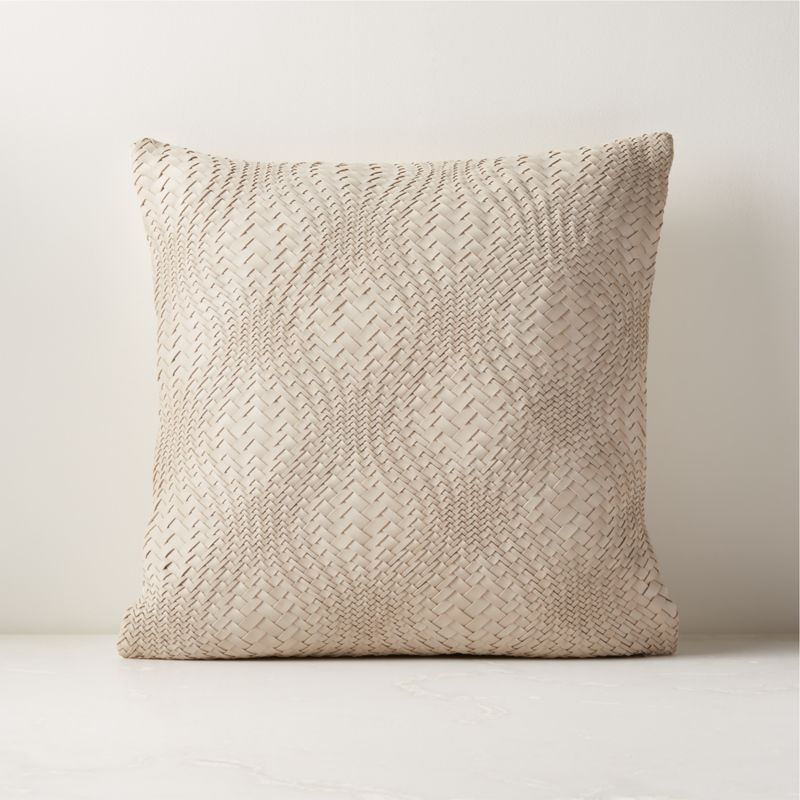 Flow White Leather Modern Throw Pillow with Feather-Down Insert 18'' | CB2 | CB2