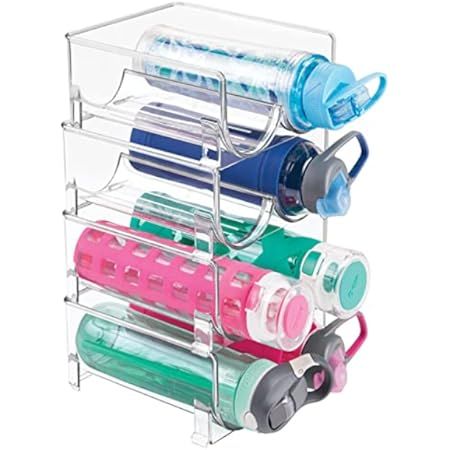 mDesign Modern Plastic Stackable Water Bottle Holder Stand Bin - Storage Organizer for Kitchen Count | Amazon (US)
