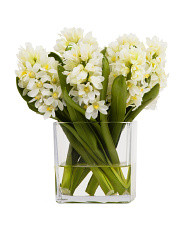 12in Faux Hyacinth Arrangement In Square Glass Vase | Home | Marshalls | Marshalls